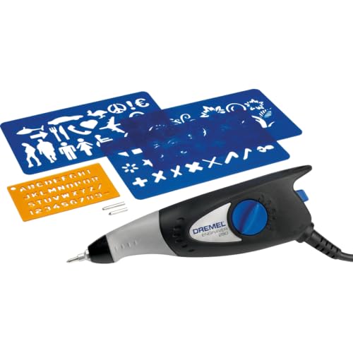 Dremel 290 - Grabadora 35w, Kit Herramienta De Grabado Con 3 Puntas Y 4 Plantillas Para Grabar Cristal, Cuero, Madera