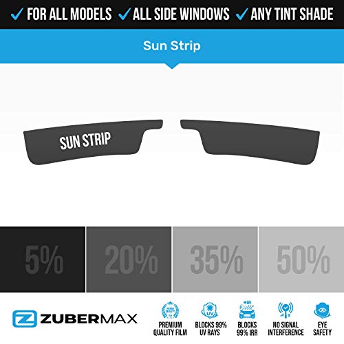 Zuber Sun Strip Car Window Tint - Professional Carbon Ceramic Windscreen Sun Strip - Precut Window Tint For Cars Trucks, Suv, Van, Blocks Uv - Sun Protection Film 5%, 25%, 35%, And 50% Tint #TOP1