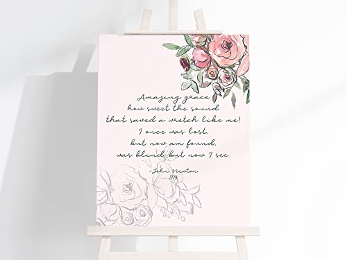 Amazing Grace Hymn Wall Art, Watercolor-Style Christian Wall Art, Fine Art Print Or Standard Poster Print, Made In The Usa (Giclee Fine Art Print, 8X10 Inches) #TOP1