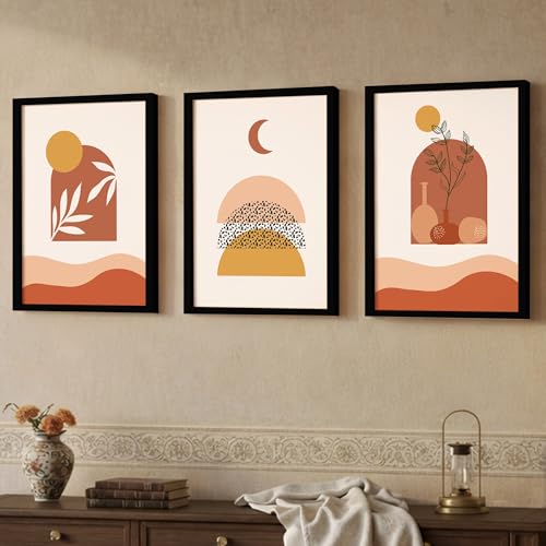 Image of NoWorries Modern art wall paintings /Wall hangings for home decor, Set of 3 Wall art framed poster art prints (Theme-minimal) multicolor frame (Art-13, 10x13inch)
