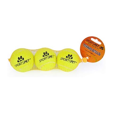 SPORTSPET TENNIS Balls for Dogs (TENNIS, 3 Pack) M,Yellow Cover