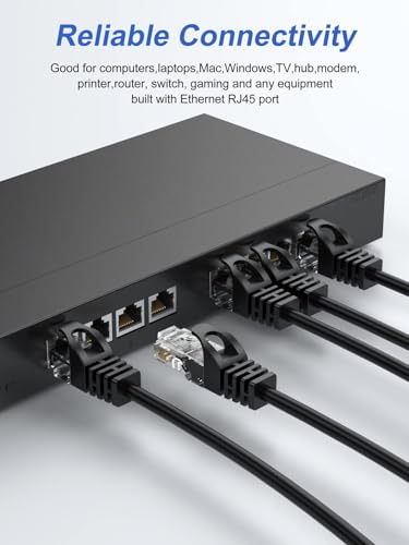 Image of Short Ethernet Cable 0.5FT 2-Pack, Cat6 Patch Cable 6 inch Cord (Cat 6 Cable, Internet RJ45 Cable, Network Cable) 10Gbps for Gaming, Patch Panel, Management, Router, Modem