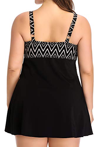 PERONA Women's Plus Size Swimsuits Shaping Body One Piece Swim Dresses Print Swimwear2