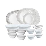 Larah by Borosil Classic Opalware Dinner Set, 33-Pieces, White