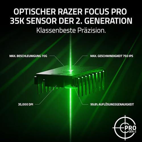 Razer Viper V3 Pro - Ultraleichte kabellose Esports Gaming-Maus (8k-Abrufrate, 54g leichtes Design, Focus Pro Sensor 35K DPI, HyperSpeed Wireless, 95 Stunden Akkulaufzeit) Schwarz