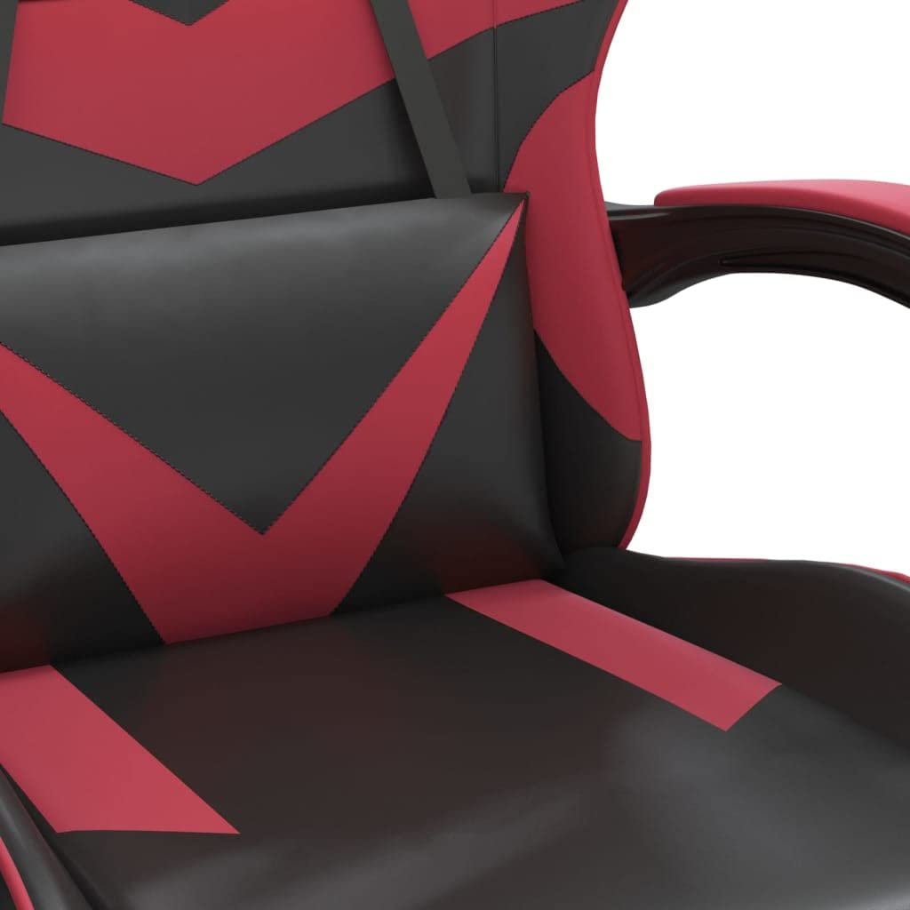 Gaming-Stuhl mit Fußstütze Drehbar Schwarz Weinrot Ergonomischer Sitzsessel mit Rückenlehne Wippfunktion für Homeoffice Jugend PC Esport Komfort