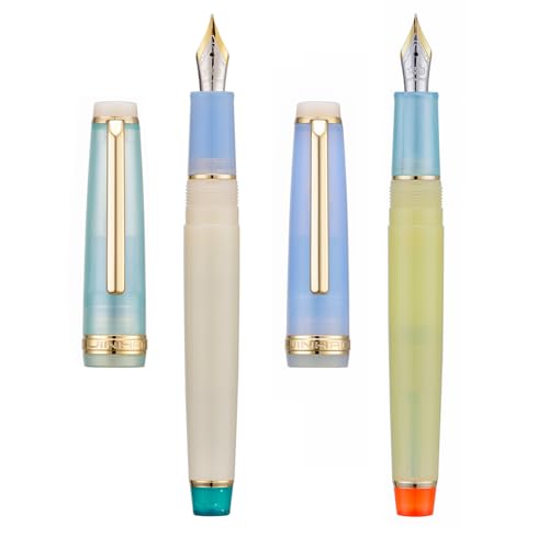2PCS Jinhao 82 Fountain Pen Extra Fine Nib & Fine Nib with Converter, Mixed Morandi Gold Trim Writing Pen Set
