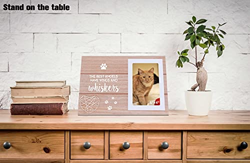 Nzy Cat Memorial Picture Frame For Loss Of Cat - Pet Loss Gifts For Pet Owner - Cat Remembrance Frame Gift - Cat Sympathy Photo Frame Gift -The Best Angels Have Wings And Whiskers #TOP1
