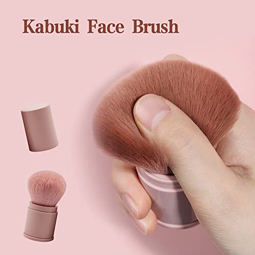 Retractable Kabuki Foundation Brush Portable Makeup Brush Travel Face Blush Brush for Powder Mineral Foundation Blending Blush - Image 3