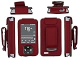 Fitted Leather Case W/Screen Protector (Lanyard Included) for Dexcom G7 / G6 Receiver (Red)