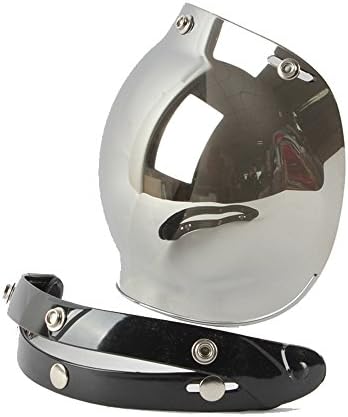 Motorcycle Retro Bubble Visor Wind Face Shield Lens Universal For 3-Snap Open Face Helmets(Mirrored)