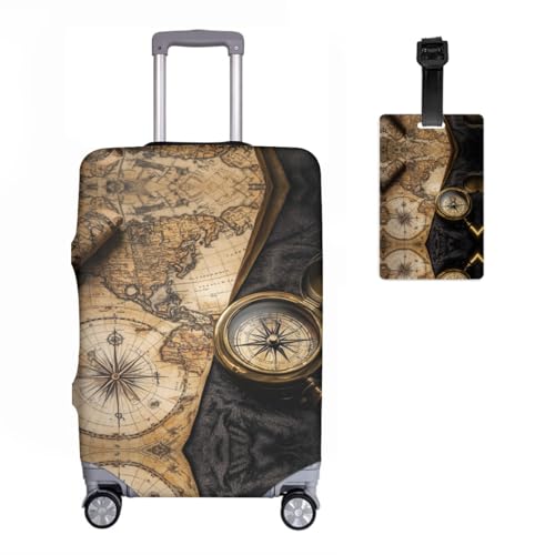 Housse de valise élastique Weltkartess R6 M (22-24 pouces) avec son étiquette de bagage assortie