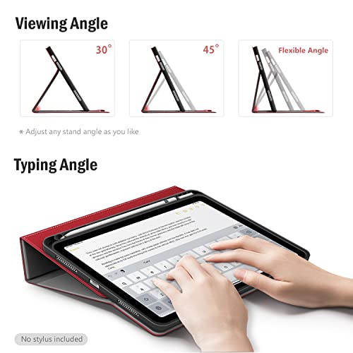 Antbox Case for iPad (A16) 11th Generation 11'' 2025/ iPad 10th Generation 10.9'' 2022 with Built-in Pencil Holder Auto Sleep/Wake Function PU Leather Smart Cover (Red) - Image 3
