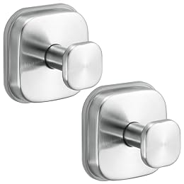 Fenas No-Drill Reusable Suction Cup Hooks, 2-Pack Brushed Nickel – Towel, Robe, Loofah, Coat Hook for Glass, Mirror, Tile, Shower, Bathroom, Kitchen & Metal (Smooth, Non-Porous Surfaces)