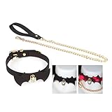 FakeFace Farbwechsel BDSM Halsband Damen für Sex SM Bondage Halsfessel Leder Halskette mit Leine, Fesseln Sex Set Sexhalsbänder Fetisch Collar für Damen Männer, Gothic Punk Cosplay Sexspielzeug