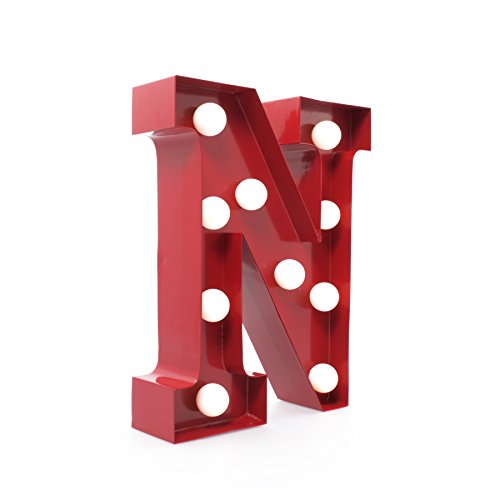 GiggleBeaver Metal Letter Lights Red - N Christmas Xmas Present