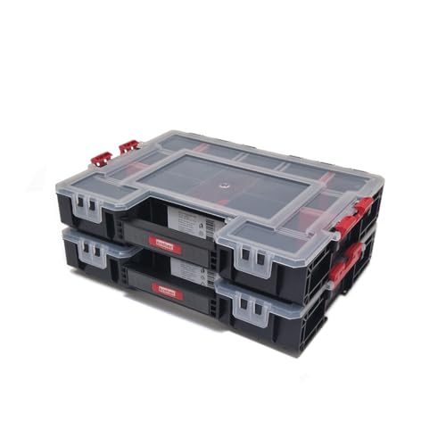Set: 2 x Sortimentskasten Organizer mit variablen Einteilern und seitliche Verriegelung von Kreher, Maße 38 x 29,4 x 7,4 cm (L)