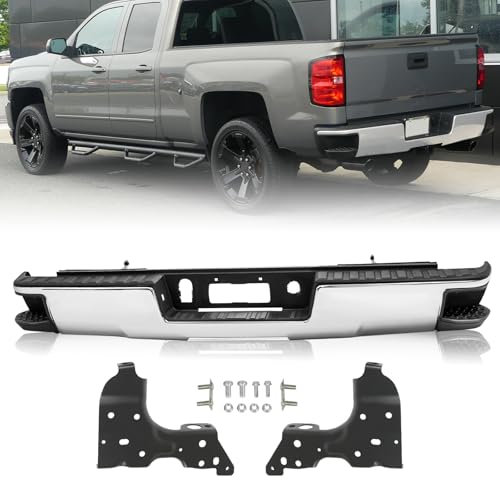 TUSDAR Rear Bumper Replacement For 2014-2018 Chevy Silverado GMC Sierra 1500 Pickup Back Bumper Assembly w/o Rear Sensor Hole GM1103176