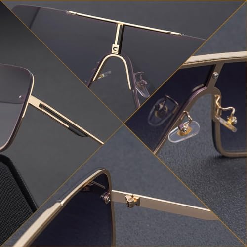 Oversized Steampunk One-Piece Sunglasses Men Square Rimless Punk Sun Glasses For Male Vintage Eyewear Shades