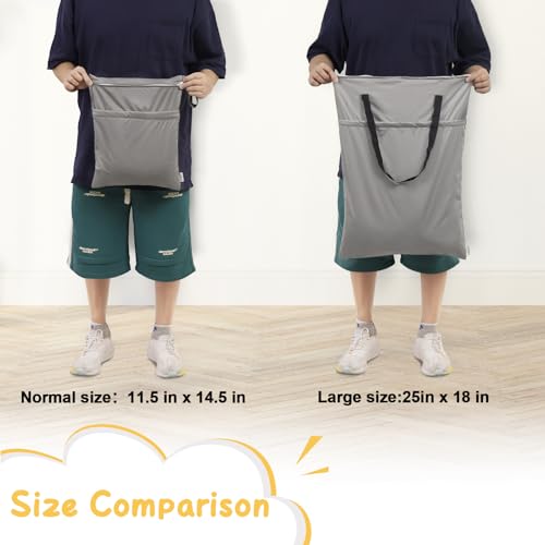 ALVABABY 2 Pack Large Wet Dry Bag Waterproof Hanging Cloth Diaper with Double Zippered Pockets 25x18 inches (Black and grey) by ALVA - Image 5