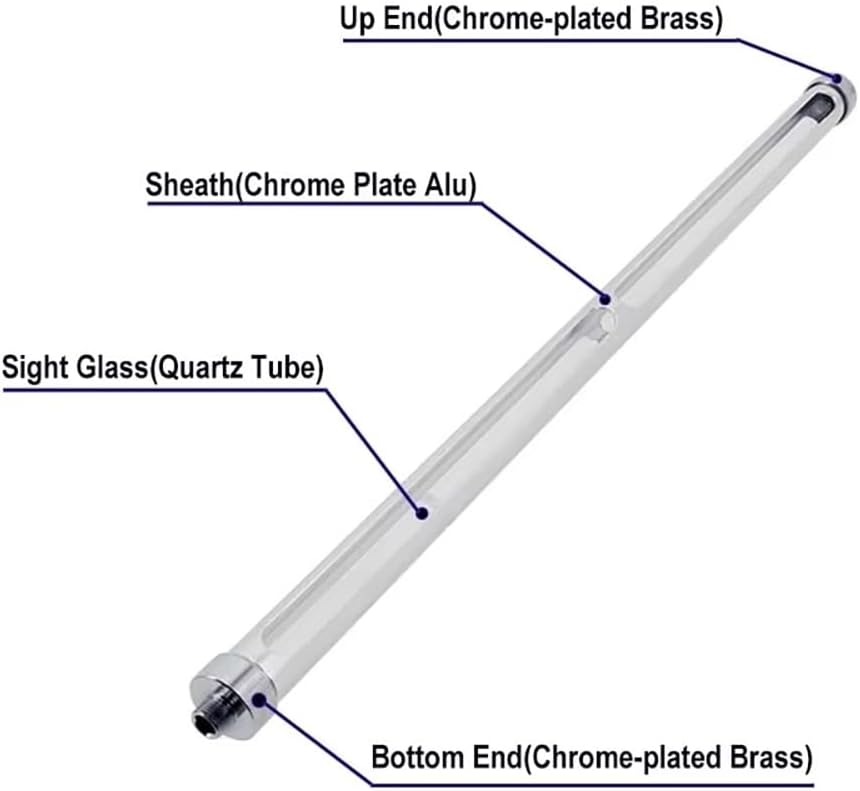 11"/16"/20" Sight Glass With 1/2" NPT Adapter – High Temp Food Grade, Homebrew Kettle Keg Sight Gauge(C)