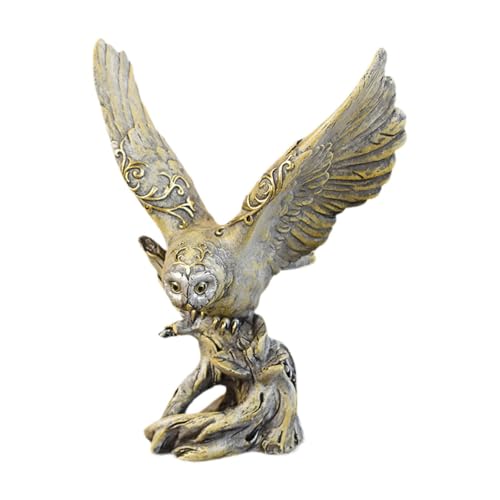 Figurine de hibou en résine bronze pour bibliothèque et bureau
