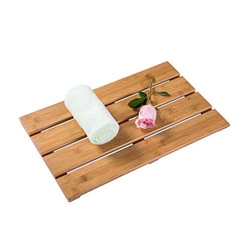 PELYN Bamboo Bath Mat Wider Slats Bathroom Shower and Tub Floor Mats