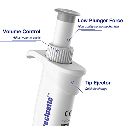 4E's Usa Adjustable Volume 1-10Ml Pipette - Iso 8655 Calibrated Pipette With Autoclavable Lower Portion, Universal Tip Cone Single Channel Pipettes, High Precision Pipettor, Model Ppt200109 #TOP2