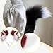APLVFFZH Animal Ear Headband Tail Set Party Props Animal Tail for Birthday Masquerades, Red White