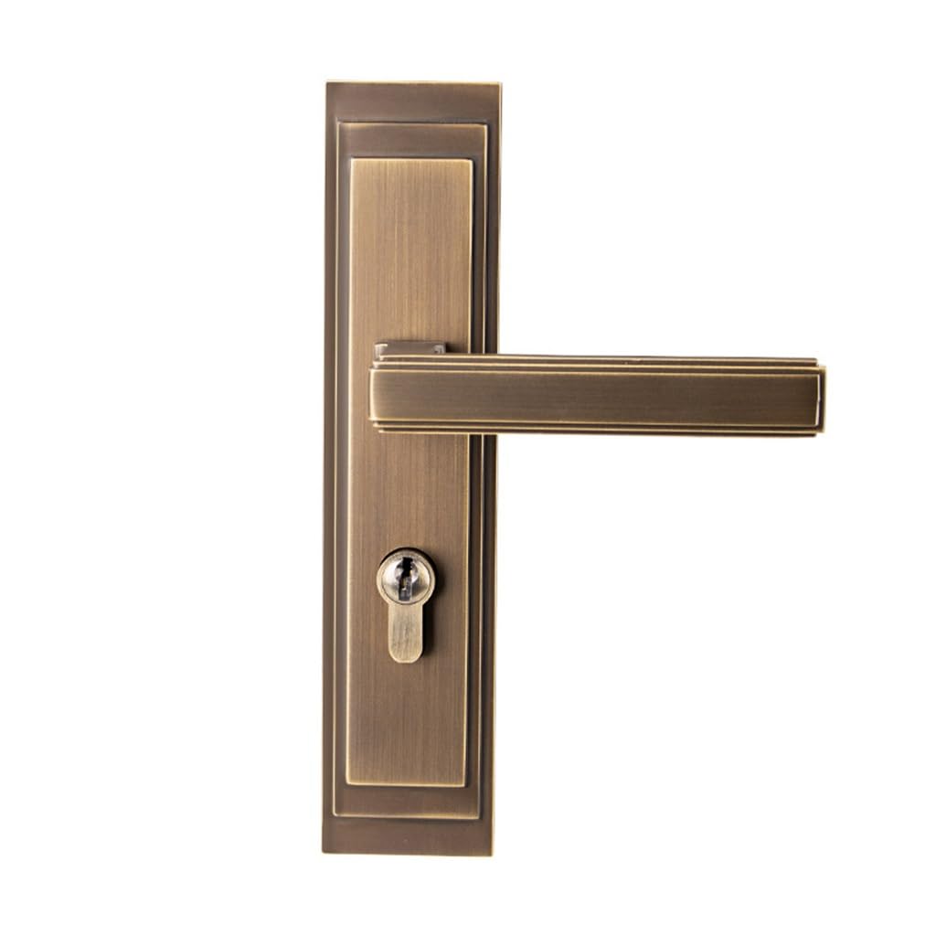 MOBYGKFY Brass Indoor Solid Wood Door Locks Bedroom Knob Household Mute