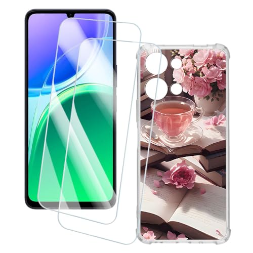 OAGELIM 2�Z�b�g �X�N���[���v���e�N�^�[ + �P�[�X Vivo Y6t 5G V2559A (6.74 �C���`) �Ƃ̌݊������� �A�[�e�B�X�e�B�b�N�J�X�^���v�����g�J�o�[�Ƌ����K���X�t�B���� �X�N���b�`�h�~ (�s���N�̌ߌ�)
