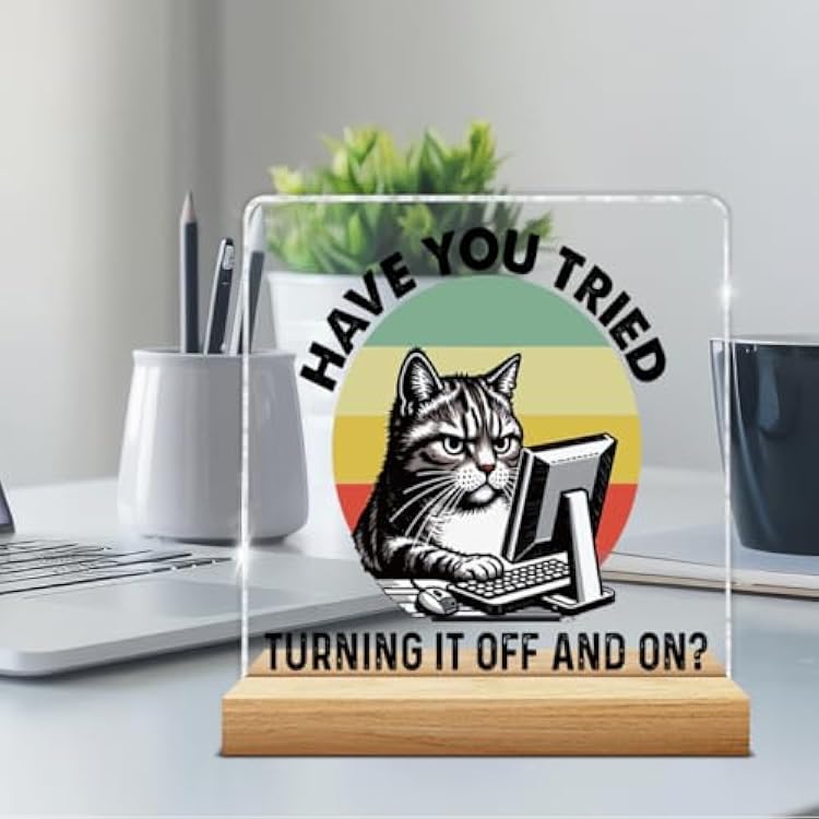 Funny Tech Guys Office Decor, Humorous Gifts for IT Team Technical Tech Guys Engineers Programmer, Technician Gifts Engineer Gift Acrylic Plaque Sign Office Desk Decor