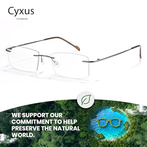 Image of Cyxus 11g Titanium Blue Light Blocking Glasses Men Woman Rimless Ultralight Computer Gaming Office Study Eyeglasses 8602T08
