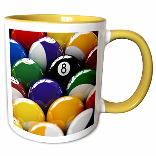 3dRose Colorful Pool Billiard Balls 11oz Two-Tone Yellow Mug