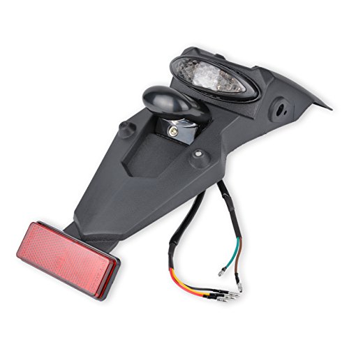 KaTur Garde-boue et feu arrière LED 12 V universel pour moto, avec feu de stop, réflecteur de lumière, pour motocross, moto de sport, moto de Pit Dirt (fumée)