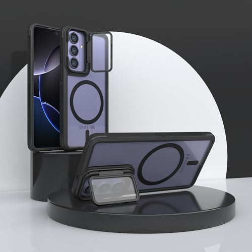 Image of Pirum Back Cover for Samsung Galaxy S26 Plus Magnetic Wireless Charging with Lens Cover Kickstand - Black