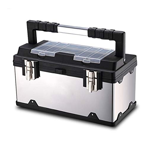 Preisvergleich Produktbild HLD Edelstahl-Werkzeugkiste, multifunktional, tragbar, groß, Elektriker, Werkzeugkiste