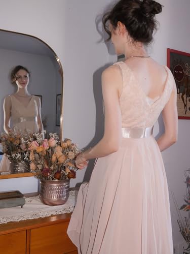 Image of Ever-Pretty Women's Spring V Neck Lace Chiffon A Line Prom Dresses Semi Formal Cocktail Wedding Guest Dress 0207