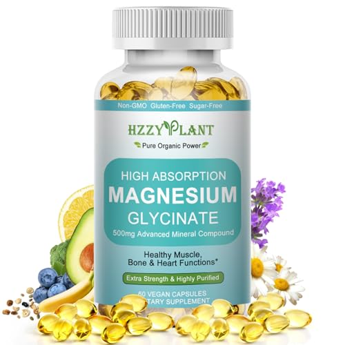 Magnesium Glycinate 500mg Softgels High Absorption Magnesium Supplement Softgel Capsules for Muscle Heart Sleep & Bone Support Stress Relief Nerve Health & Metabolism Non-GMO 2 Month Supply