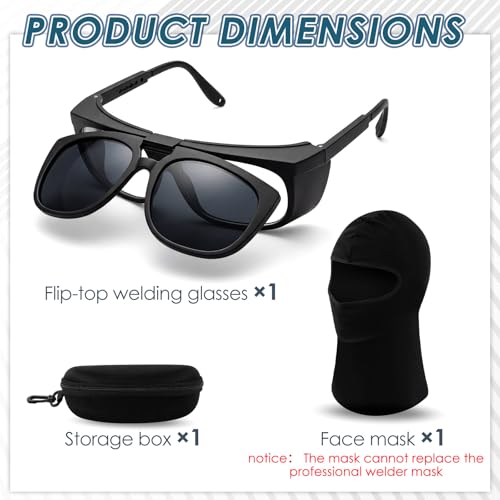 Image of Tellegloww 1 Set Auto Darkening Welding Glasses with Replacement Lenses, Solar Welding Goggles for Tig Mig Mma Plasma Cutting