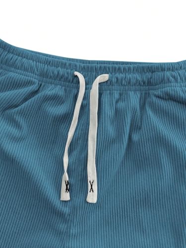 ZAFUL Mens Casual Pants Corduroy Drawstrings Letter Printed Solid Color Wide Leg Straight Long Pockets Sweatpants3