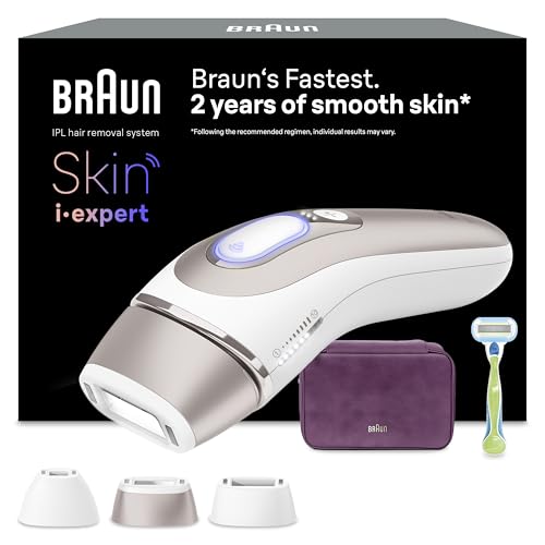 Braun Epilateur Lumiere Pulsee Intelligent Skin i·expert, Alternative Au Laser À Domicile, Réduction Semi-Définitive Des Poils, Application, Pochette,...