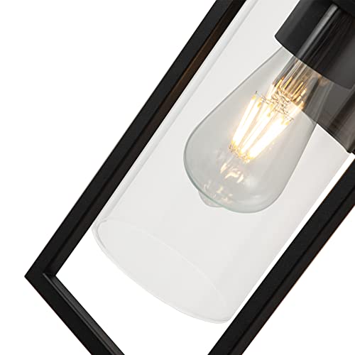 OUPAVOCS Outdoor Lights with GFCI Outlet, Modern Porch Lights Waterproof, Exterior Light Fixture with Outlet Plug, Black Wall Sconce Wall Mount with Seed Glass, Outside Patio Lights for House, Garage by OUPAVOCS - Image 4