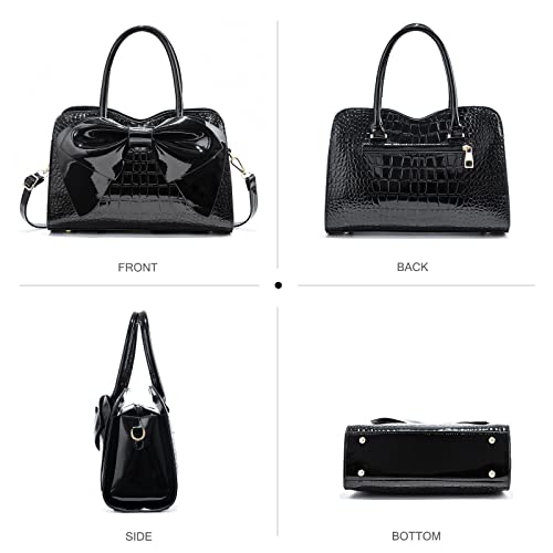 Bolso Tote de cuero patentado para mujer miniatura 4