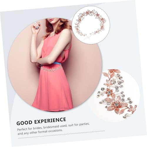 Hemoton Rose Gold Crystal Wedding Dress Belt Handmade Bridal Waistband Sash Accessory for Bridesmaids and Formal Occasions Cloth and Rhinestone Embellished2