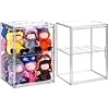 2 Pack Acrylic Display Case Compatible with Labubu POP MART, Clear Hobby Figure Display Case with Magnetic Door Stackable Storage Box Shelf Showcase for Funko Pop MART Labubu Doll Collectibles, Large