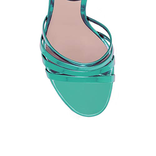 Fowt High Platform Chunky Heel Slingback Sandals Peep Toe Ankle Strappy Heels Open Toe Metallic Burnished Dress Pumps For Party Beach Comfort Size 7 M Us Burnished Blue #TOP3