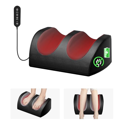 LINGTENG Rechargeable Cordless Foot Massager with Heat, Shiatsu Foot Massager with Cord Remote Control and Roller Massage, Portable for Home/Office Use, Dad Mom Gifts - It Won't Work While Charging
