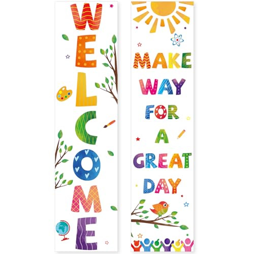 Sideim Colorful Classroom Welcome Poster Decorations, Welcome Sign for Teachers, Positive Back to School Classroom Banner for Elementary Middle School Bulletin Board Posters Decor