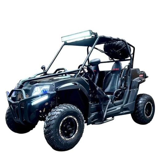 Armored UTV SSR 170RS Utility Vehicle, 2-Seater, 200cc Automatic + Reverse with Cargo Bed LED Headlights Spare Wheel, DF200GKV Work Truck Backyard Use On The Farm (Black)